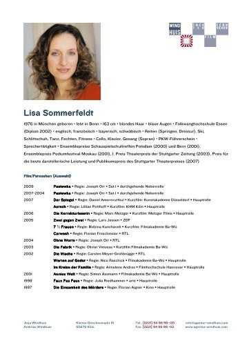 Lisa Sommerfeldt Lisa Sommerfeldt - Agentur Windhuis