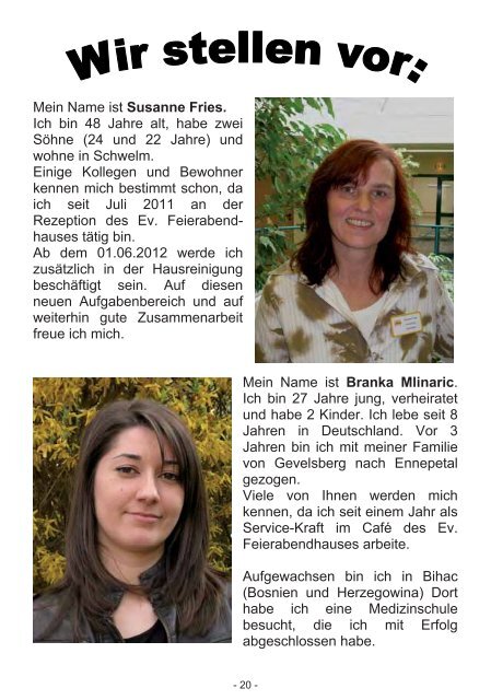 Ausgabe 2 Sommer 2012 - ev. Feierabendhaus Schwelm
