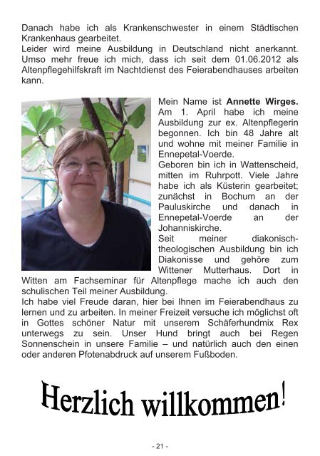 Ausgabe 2 Sommer 2012 - ev. Feierabendhaus Schwelm