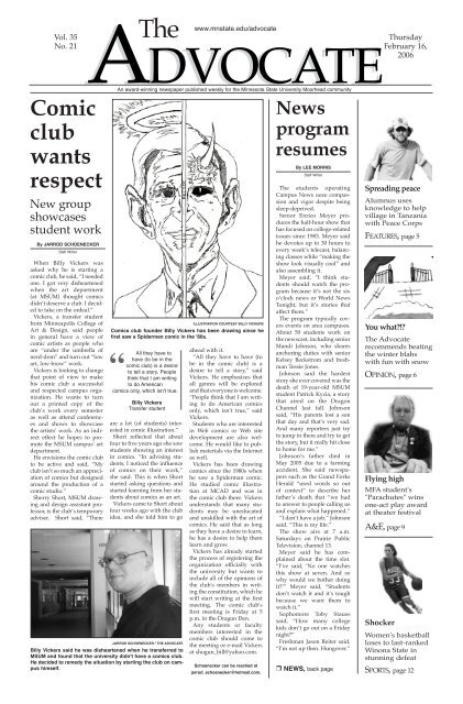 February 16, 2006 (vol. 35, no. 21) - Minnesota State University ...