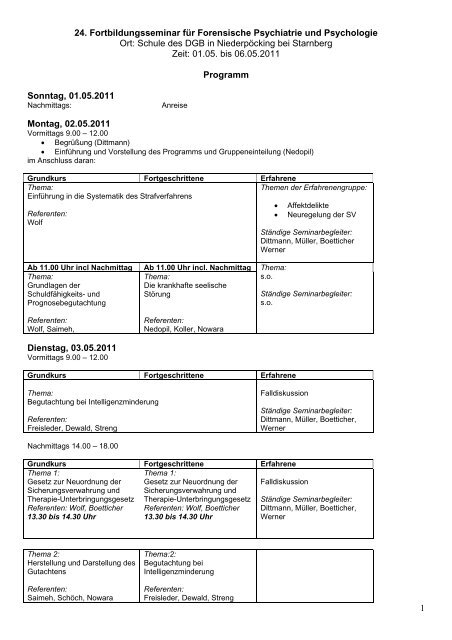 24. Fortbildungsseminar für Forensische Psychiatrie - Abteilung für ...