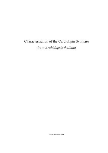 Characterization of the Cardiolipin Synthase - RWTH Aachen ...