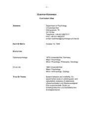 - 1 - Curriculum Vitae Department of Psychology Universitaet Kiel ...