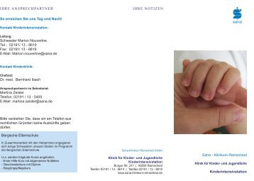 Flyer Kinderintensiv - Babies - Sana Kliniken AG