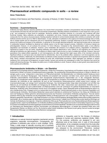 Pharmaceutical antibiotic compounds in soils - a review - Susane.info