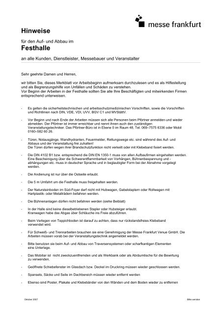 Merkblatt_Festhalle_dt_09.11 (PDF) - Messe Frankfurt