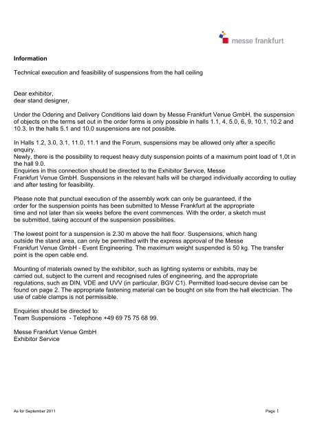 Information Abhangungen En 09 11 Pdf Messe Frankfurt