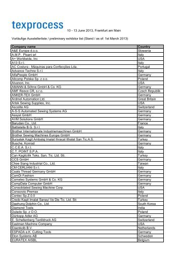 10 - 13 June 2013, Frankfurt am Main Vorläufige ... - Messe Frankfurt