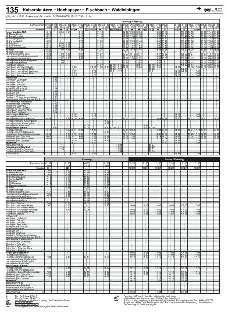 RSW-Linie 135 Fahrplan