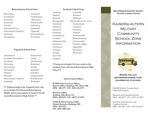 Kaiserslautern Military Community School Zone Information
