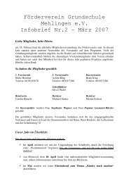 Förderverein Grundschule Mehlingen e.V. Infobrief Nr.2 - März 2007