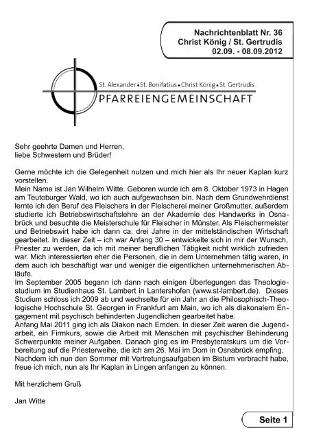 Ausgabe 2012_36.pdf - Pfarreiengemeinschaft Lingen-Süd