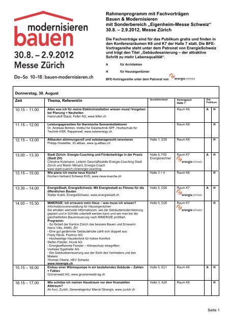 Fachvorträge 2012 Programm nach Tag (PDF) - Bauen ...