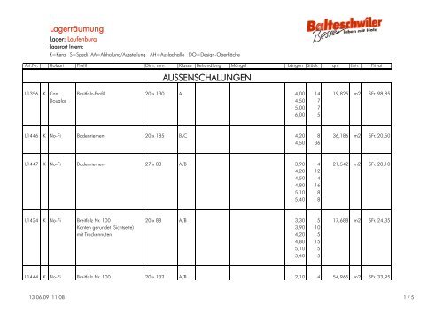Lagerräumung AUSSENSCHALUNGEN - Balteschwiler AG ...