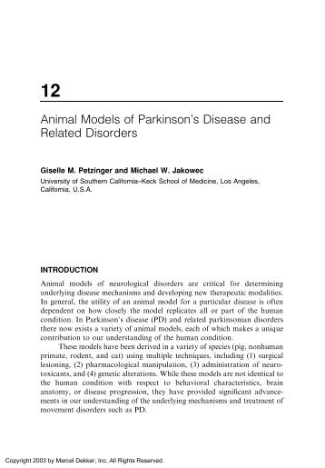 Handbook of Parkinson's Disease