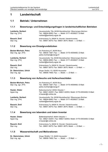 1 Landwirtschaft - Landwirtschaftskammer für das Saarland