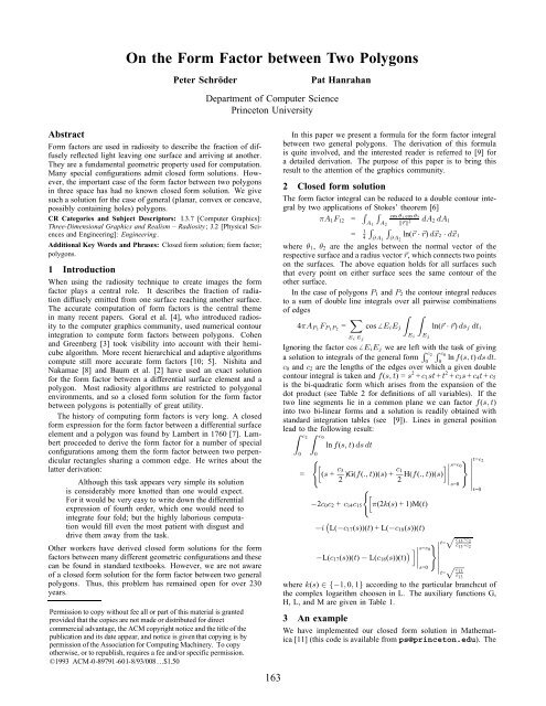 On the Form Factor between Two Polygons