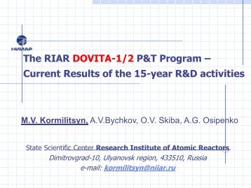 The RIAR DOVITA-2 P&T program - OECD Nuclear Energy Agency