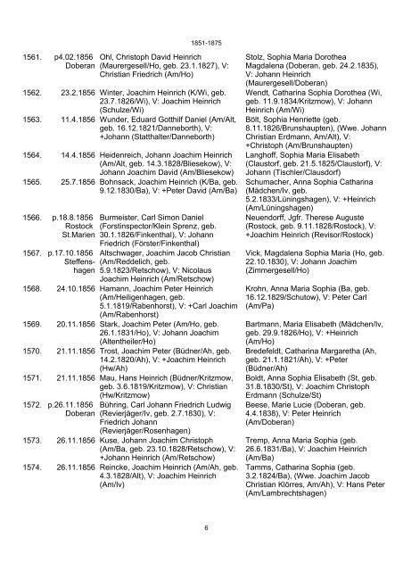 Kopulationsregister Parkentin 1851-1875 - wilsen.de