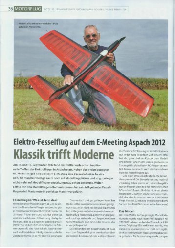 FMT 01/13, Fesselflug Elektrisch - Modellflieger Rommelshausen eV