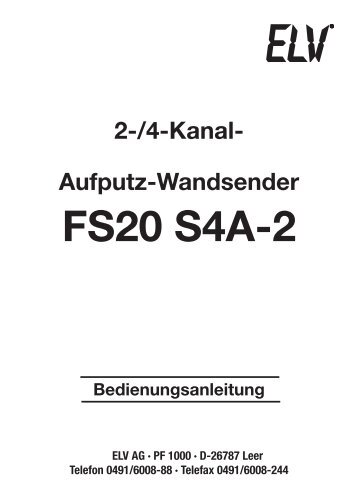 Aufputz-Wandsender FS20 S4A-2 - ELV