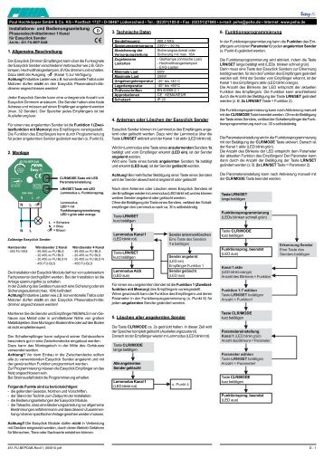 Installations- und Bedienungsanleitung 1. Allgemeine ... - Etk-ltd.de