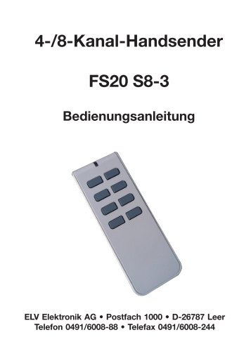 4-/8-Kanal-Handsender FS20 S8-3 - ELV