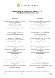 Le Ciel Christmas menu 2012 - Grand Hotel Wien
