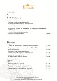 Speisekarte Rosenau - Restaurant Rosenau