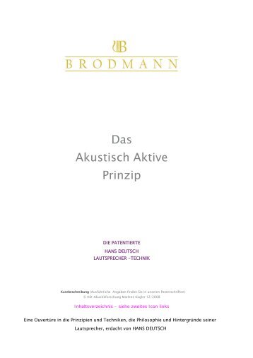 Das Akustisch Aktive Prinzip - BRODMANN | Acoustics