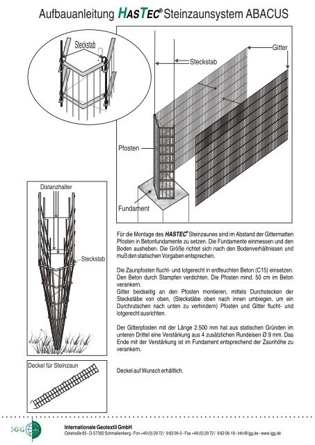 Aufbauanleitung Hastec Steinzaunsystem Abacus