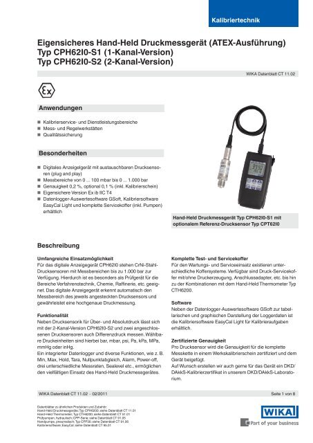 Eigensichere Hand-Held Druckmessgeräte (ATEX-Ausführung) Typ