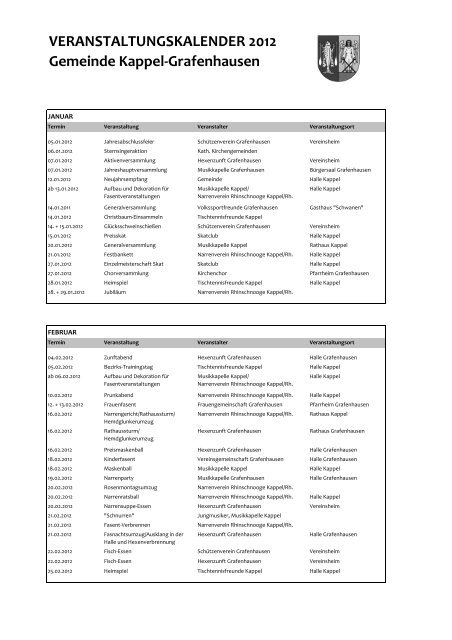 Veranstaltungskalender - Kappel-Grafenhausen