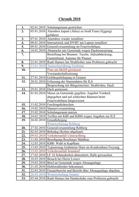 Chronik 2010 - FF Grainet