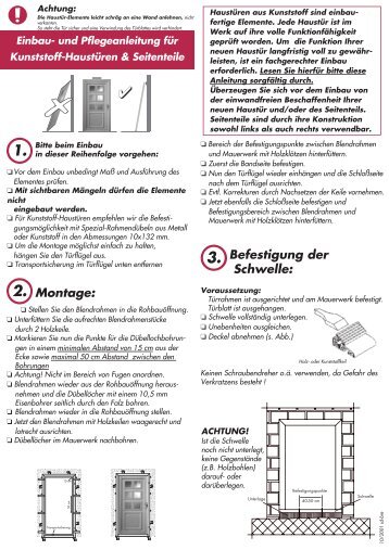 Montage: Befestigung der Schwelle: - moderne bauelemente