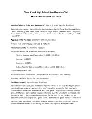 Clear Creek High School Band Booster Club Minutes for November ...