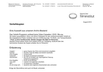 Verleih-Programm - Homepage - Deutsches Filminstitut