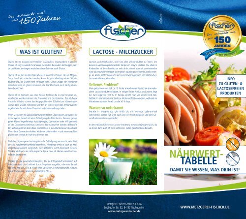 NäHRWERT- TaBELLE - Metzgerei Fischer GmbH & Co.KG