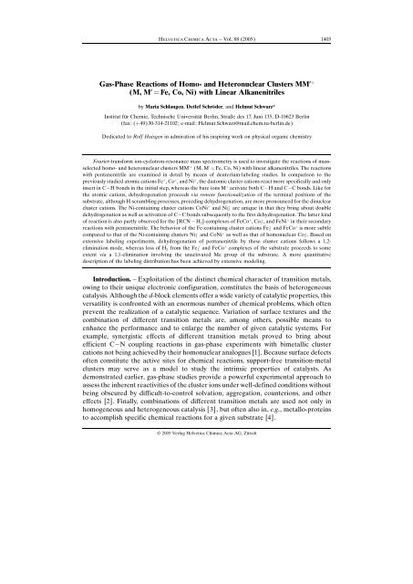 Gas-Phase Reactions of Homo- and ... - Institut für Chemie