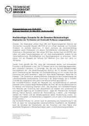 Pressemitteilung - BIOTEC - Biotechnology Center TU Dresden ...