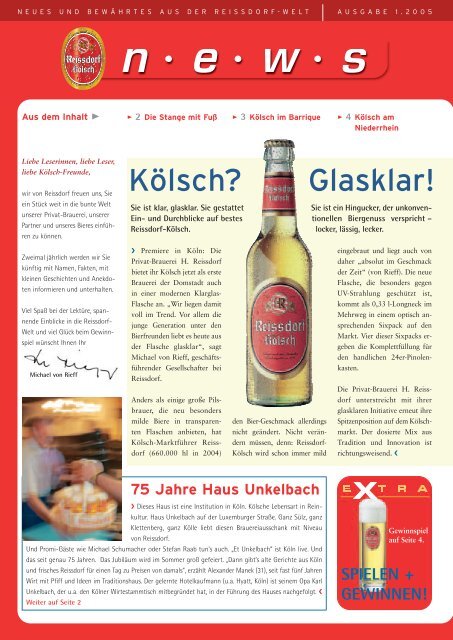 Newsletter I 2005 - Reissdorf Kölsch
