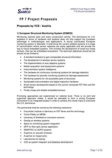 FP 7 Project Proposals - samco