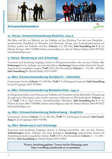 Landesprogramm 2013 - Naturfreunde Vorarlberg