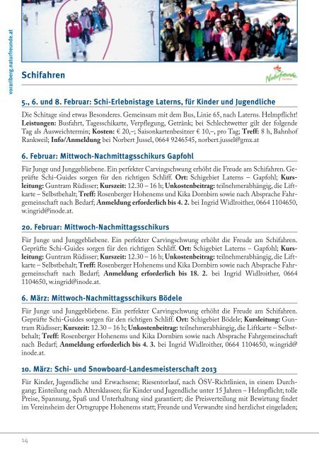 Landesprogramm 2013 - Naturfreunde Vorarlberg