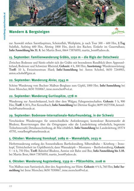 Landesprogramm 2013 - Naturfreunde Vorarlberg