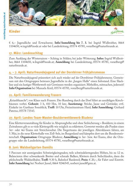 Landesprogramm 2013 - Naturfreunde Vorarlberg