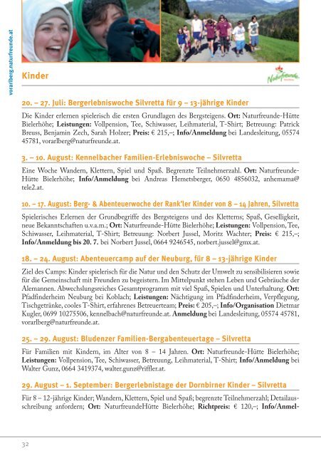 Landesprogramm 2013 - Naturfreunde Vorarlberg