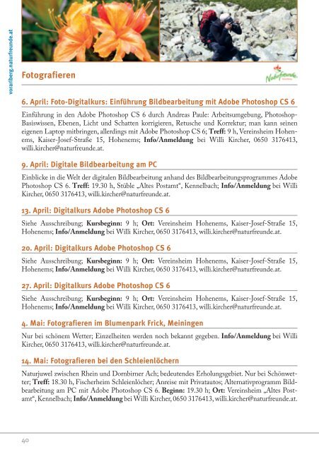 Landesprogramm 2013 - Naturfreunde Vorarlberg