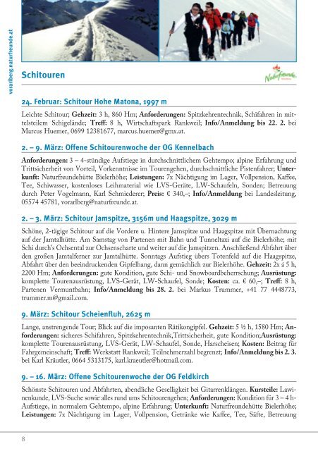 Landesprogramm 2013 - Naturfreunde Vorarlberg