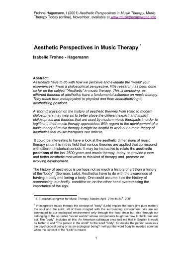 Aesthetic Perspectives in Music Therapy * - World Federation of ...